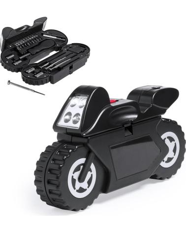 DAM SET DE HERRAMIENTAS MOSTIK CON 21 ACCESORIOS EN ESTUCHE FORMA MOTO NEGRO