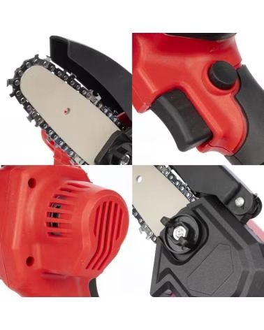 DAM MOTOSIERRA DE 4 PULGADAS 21V 20000 RPM 180W Y DOBLE BATERIA ROJO