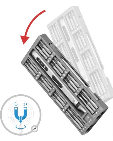 DAM DESTORNILLADOR ELÉCTRICO PORTÁTIL DE PRECISIÓN 50 EN 1 CON DOBLE LUZ LED PLATA