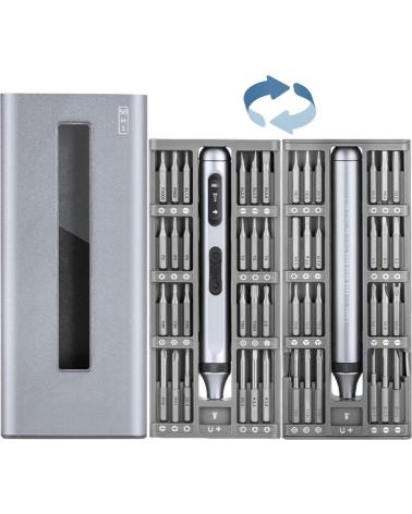 DAM DESTORNILLADOR ELÉCTRICO PORTÁTIL DE PRECISIÓN 50 EN 1 CON DOBLE LUZ LED PLATA