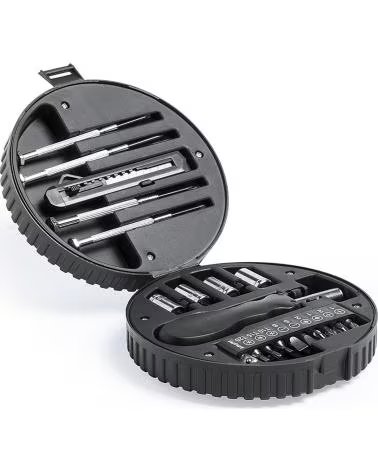 DAM SET DE HERRAMIENTAS WHEELS CON 20 ACCESORIOS EN ESTUCHE RESI NEGRO