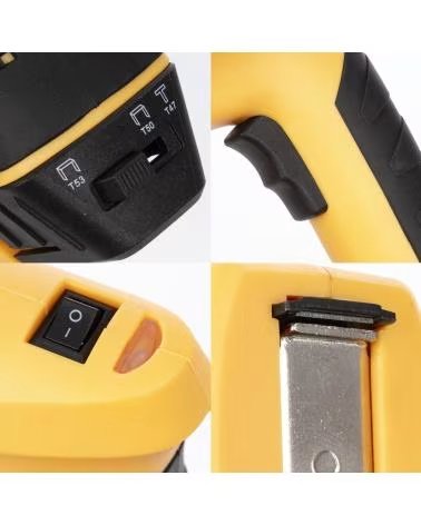 DAM PISTOLA GRAPADORA ELECTRICA SIN CABLE 4 2V 30 GRAPAS-MINUTO AMARILLO
