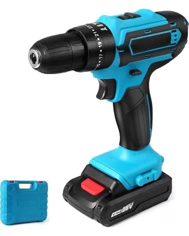 DAM JUEGO DE HERRAMIENTAS CON MALETIN TALADRO ELECTRICO INALAMBR AZUL