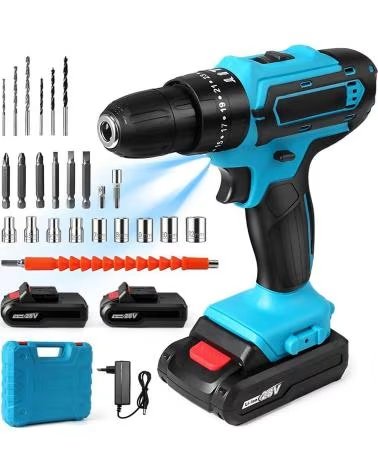 DAM JUEGO DE HERRAMIENTAS CON MALETIN TALADRO ELECTRICO INALAMBR AZUL