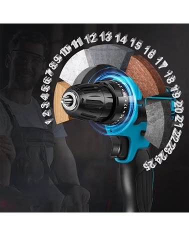 DAM JUEGO DE HERRAMIENTAS CON MALETIN TALADRO ELECTRICO INALAMBR AZUL