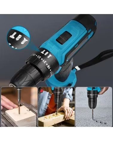 DAM JUEGO DE HERRAMIENTAS CON MALETIN TALADRO ELECTRICO INALAMBR AZUL