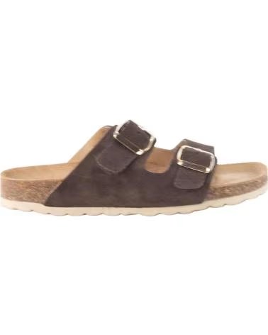 KESLEM ANA DOUBLE BUCKLE SANDALS IN BROWN MARRON