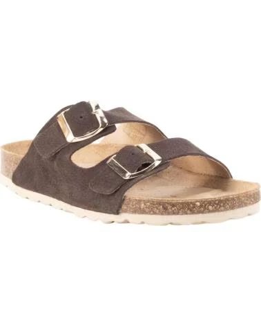 KESLEM ANA DOUBLE BUCKLE SANDALS IN BROWN MARRON