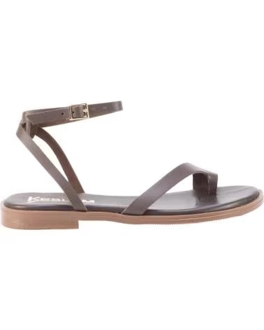 KESLEM 5857 FLAT SANDALS WITH ANKLE STRAP MARRON