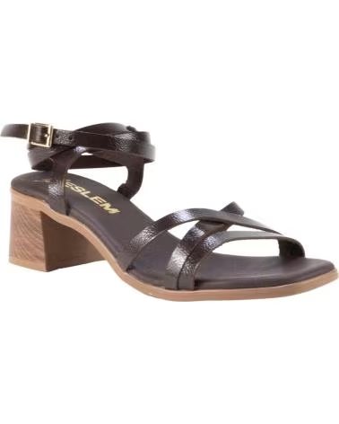 KESLEM 5909 BROWN STRAPPY SANDALS WITH BLOCK HEEL MARRON