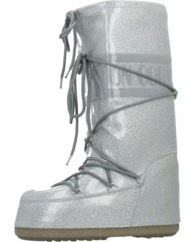 MOON BOOT STIVALI DONNA MODELLO MB ICON GLITTER ARGENTO SILVER 12355