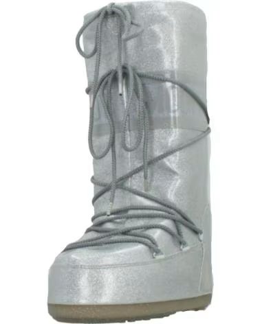 MOON BOOT STIVALI DONNA MODELLO MB ICON GLITTER ARGENTO SILVER 12355