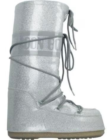 MOON BOOT STIVALI DONNA MODELLO MB ICON GLITTER ARGENTO SILVER 12355
