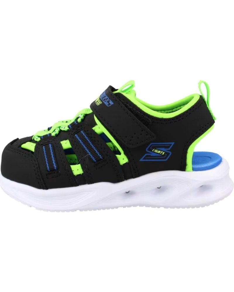 SKECHERS SANDALIAS NINO MODELO 407033N COLOR NEGRO BKLM