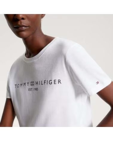 TOMMY HILFIGER CAMISETAS MUJER MODELO REG CORP LOGO C-NK SS COLOR BLANCO YC YCF