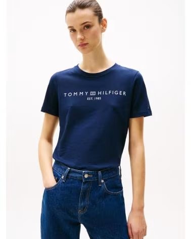 TOMMY HILFIGER CAMISETAS MUJER MODELO REG CORP LOGO C-NK SS COLOR AZUL C1G