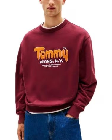 TOMMY JEANS FELPA TJM RLX BOUCLE FNT PLY C COLORE BORDEAUX XIU