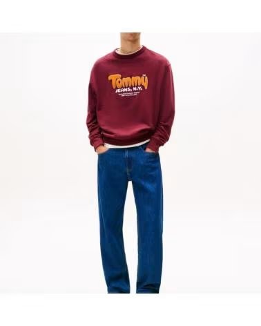 TOMMY JEANS FELPA TJM RLX BOUCLE FNT PLY C COLORE BORDEAUX XIU