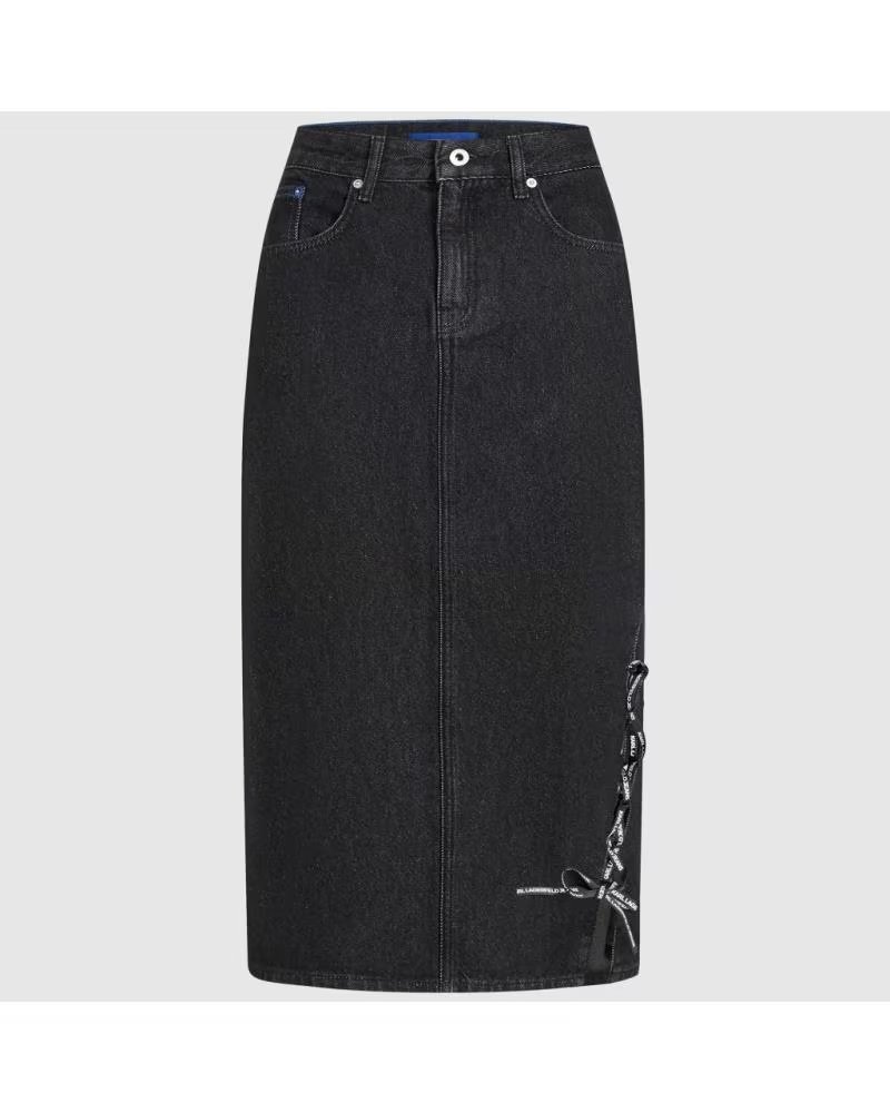KARL LAGERFELD FALDAS MUJER JEANS MODELO KLJ TIED DENIM MIDI SKIRT COLOR NE STNBLK