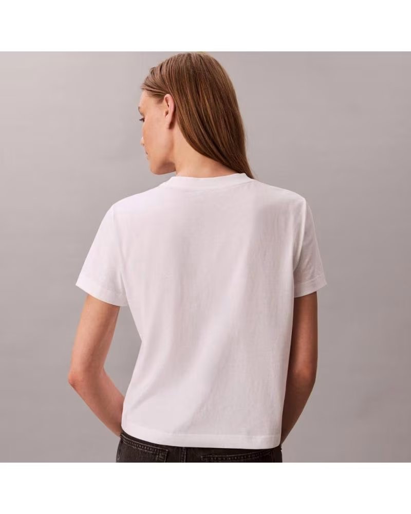 CALVIN KLEIN CAMISETAS MUJER MODELO SS FITTED SCRIPT CALVIN COLOR BLANCO WHITE