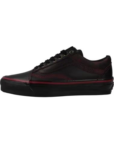 VANS OFF THE WALL ZAPATILLAS HOMBRE VANS MODELO OLD SKOOL LEATHER COLOR NEGRO DRKRED