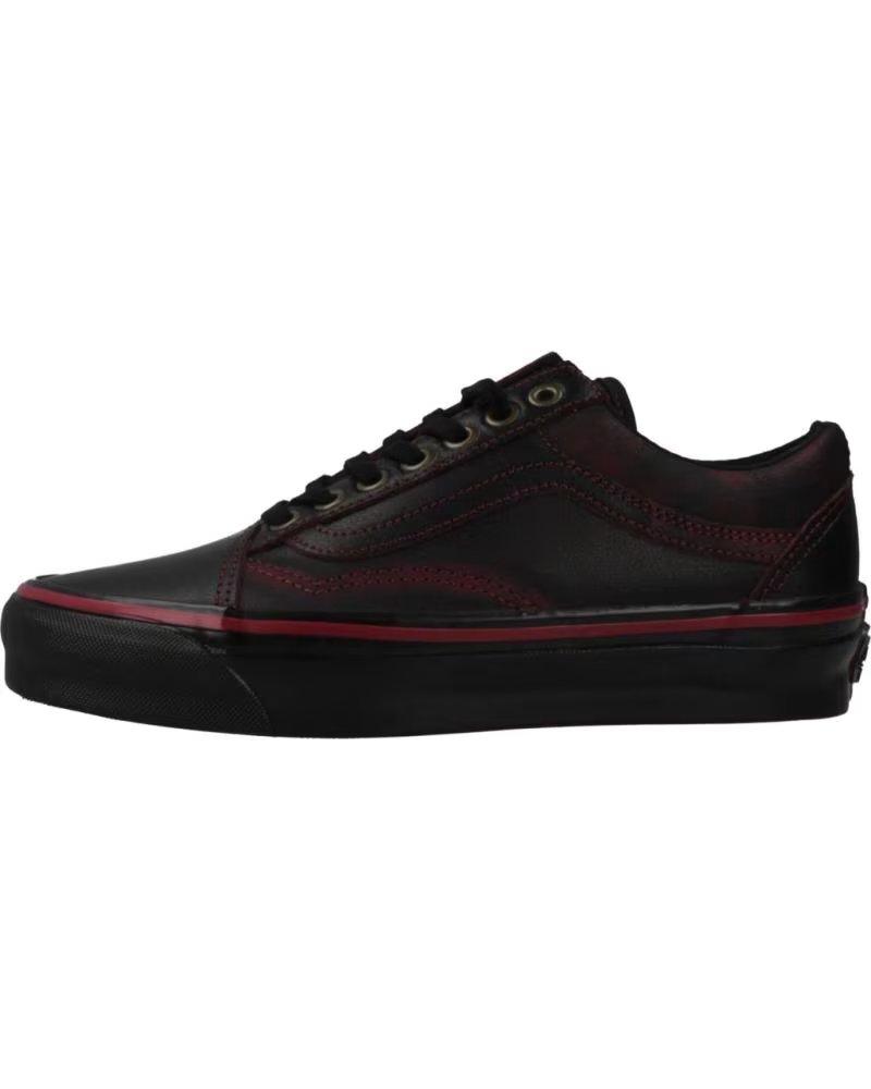 VANS OFF THE WALL ZAPATILLAS HOMBRE VANS MODELO OLD SKOOL LEATHER COLOR NEGRO DRKRED