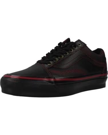 VANS OFF THE WALL ZAPATILLAS HOMBRE VANS MODELO OLD SKOOL LEATHER COLOR NEGRO DRKRED