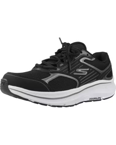 SKECHERS ZAPATILLAS DE RUNNING 128606-BKW EN NEGRO PARA MUJER BLACK LEATHER-WHITE TRIM-METALLIC TRIM