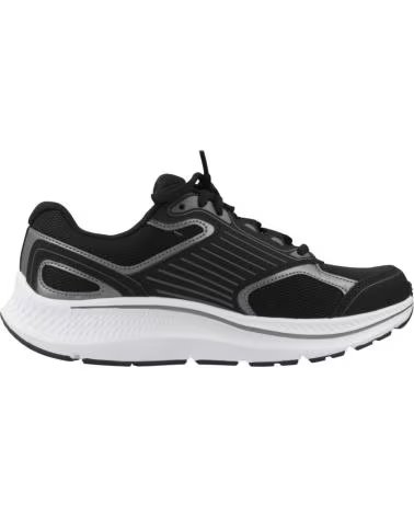 SKECHERS ZAPATILLAS DE RUNNING 128606-BKW EN NEGRO PARA MUJER BLACK LEATHER-WHITE TRIM-METALLIC TRIM