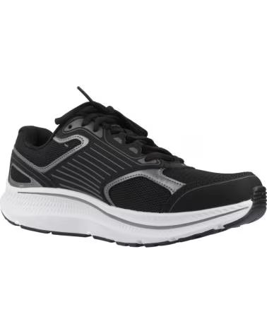 SKECHERS ZAPATILLAS DE RUNNING 128606-BKW EN NEGRO PARA MUJER BLACK LEATHER-WHITE TRIM-METALLIC TRIM