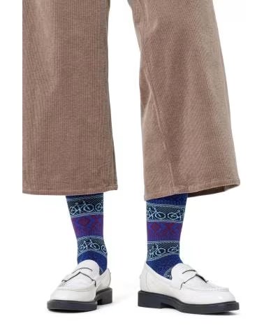 HAPPY SOCKS CALZE UOMO BIKE JAQUARD BLU 6300