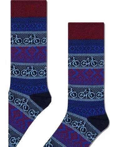 HAPPY SOCKS CALZE UOMO BIKE JAQUARD BLU 6300