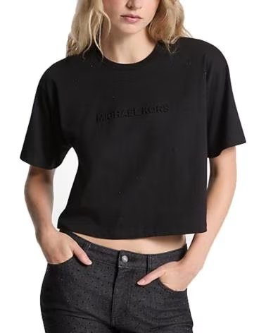 MICHAEL KORS CAMISETAS MUJER MODELO MK RHNSTONE T COLOR NEGRO 001