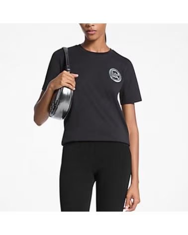 MICHAEL KORS CAMISETAS MUJER MODELO MK CHARM SMALL TEE COLOR NEGRO 001