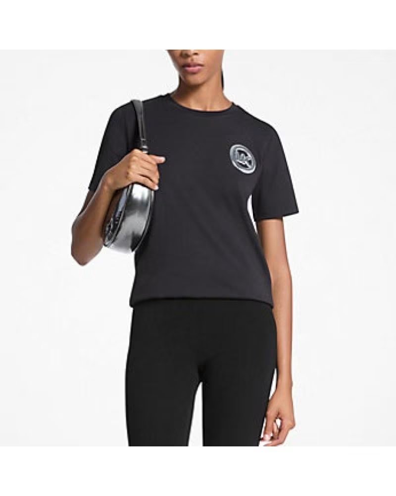 MICHAEL KORS CAMISETAS MUJER MODELO MK CHARM SMALL TEE COLOR NEGRO 001