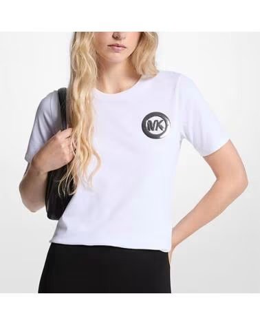 MICHAEL KORS CAMISETAS MUJER MODELO MK CHARM SMALL TEE COLOR BLANCO 100