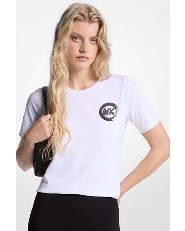 MICHAEL KORS CAMISETAS MUJER MODELO MK CHARM SMALL TEE COLOR BLANCO 100