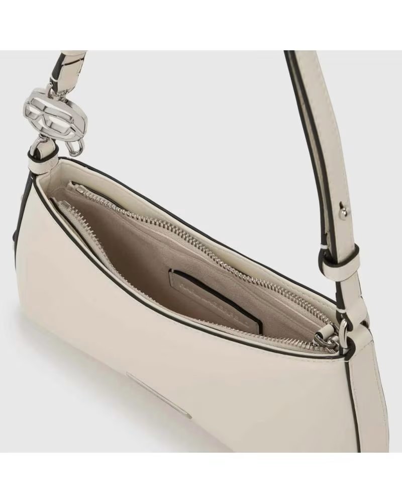 KARL LAGERFELD DAMENHANDTASCHE SMOOTH OUTLINE MINI C AUS LEDER IN WEISS OFFWHT