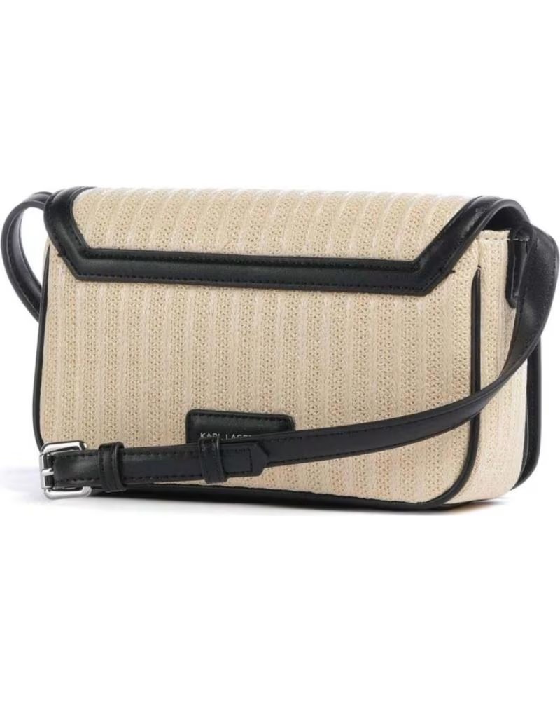 KARL LAGERFELD SAC À MAIN K-SIGNATURE RAFFIA CROSSBODY BEIGE NOIR NTRBLK