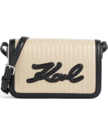 KARL LAGERFELD SAC À MAIN K-SIGNATURE RAFFIA CROSSBODY BEIGE NOIR NTRBLK