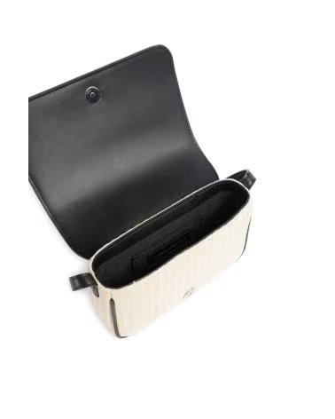 KARL LAGERFELD SAC À MAIN K-SIGNATURE RAFFIA CROSSBODY BEIGE NOIR NTRBLK