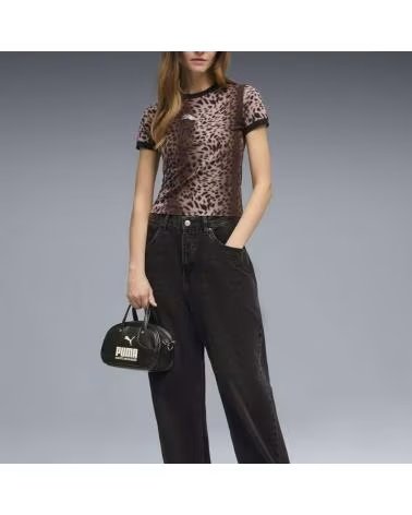 PUMA T-SHIRT ESS GRAPHICS LEO LUXE IMPRIMÉ ANIMAL BLACK