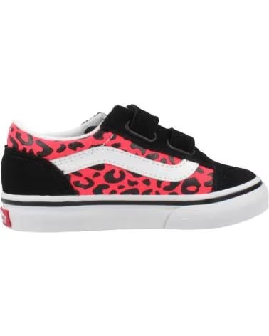 VANS OFF THE WALL ZAPATILLAS OLD SKOOL V INFANTIL ESTAMPADO ANIMAL PRINT NEGRO Y ROSA PINK