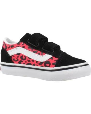 VANS OFF THE WALL ZAPATILLAS OLD SKOOL V INFANTIL ESTAMPADO ANIMAL PRINT NEGRO Y ROSA PINK