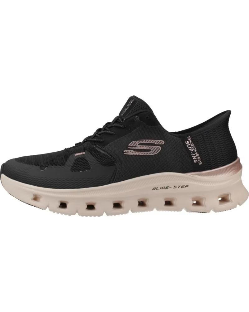 SKECHERS ZAPATILLAS 150438-BKRG EN NEGRO PARA MUJER BLACK MESH-ROSE GOLD TRIM