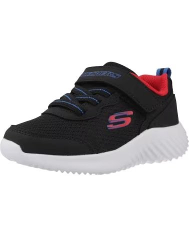 SKECHERS Zapatillas 403906N-Blk en negro para bebe BLACK SYNTHETIC - BLACK TEXTILE - RED BLUE TRIM