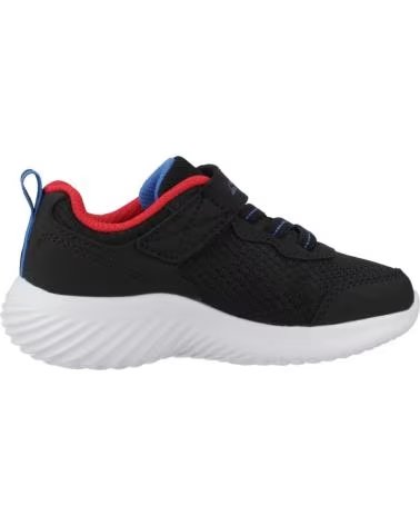 SKECHERS Zapatillas 403906N-Blk en negro para bebe BLACK SYNTHETIC - BLACK TEXTILE - RED BLUE TRIM