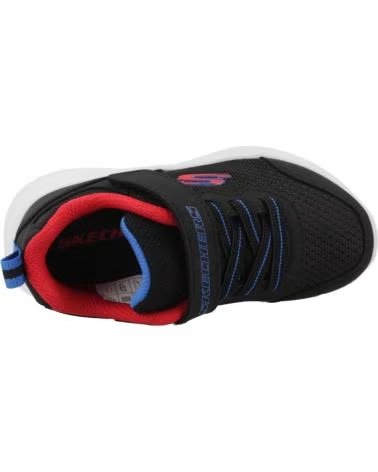 SKECHERS Zapatillas 403906N-Blk en negro para bebe BLACK SYNTHETIC - BLACK TEXTILE - RED BLUE TRIM