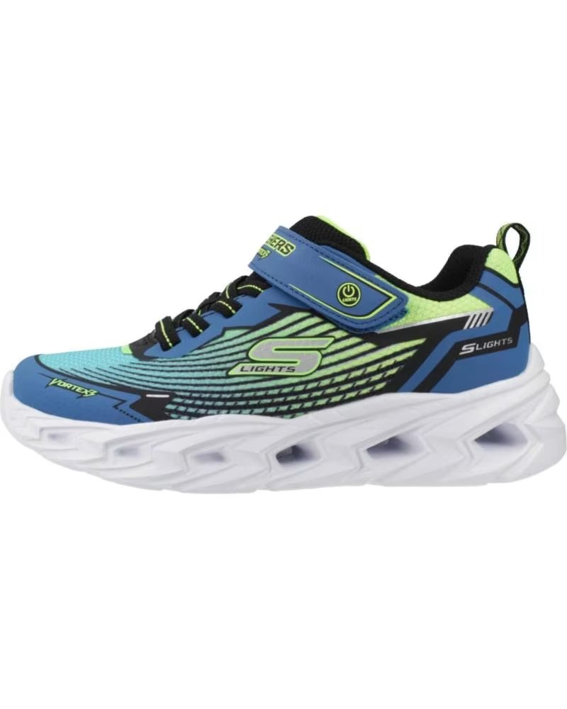 SKECHERS ZAPATILLAS 400590L-BBLM EN AZUL PARA NINOS UNISEX BLACK BLUE SYNTHETIC - TEXTILE - LIME TRIM