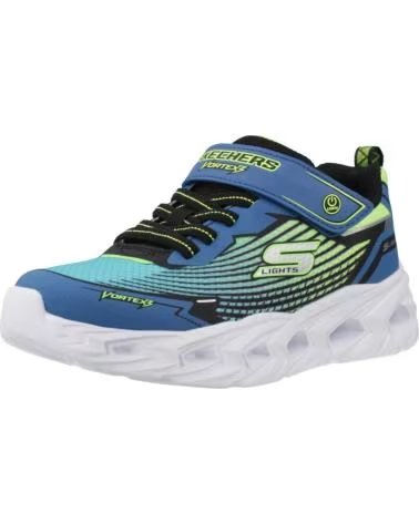 SKECHERS ZAPATILLAS 400590L-BBLM EN AZUL PARA NINOS UNISEX BLACK BLUE SYNTHETIC - TEXTILE - LIME TRIM